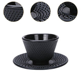 Maxbell Cast Iron Teacup Coaster Set Delicate Teacup Creative Teaware Tea Cup with Saucer Round coaster