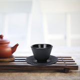 Maxbell Cast Iron Teacup Coaster Set Delicate Teacup Creative Teaware Tea Cup with Saucer Round coaster