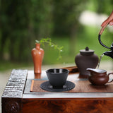 Maxbell Cast Iron Teacup Coaster Set Delicate Teacup Creative Teaware Tea Cup with Saucer Round coaster