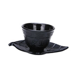 Maxbell Cast Iron Teacup Coaster Set Delicate Teacup Creative Teaware Tea Cup with Saucer Leaf coaster