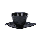 Maxbell Cast Iron Teacup Coaster Set Delicate Teacup Creative Teaware Tea Cup with Saucer Leaf coaster