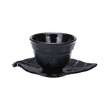 Maxbell Cast Iron Teacup Coaster Set Delicate Teacup Creative Teaware Tea Cup with Saucer Leaf coaster