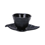 Maxbell Cast Iron Teacup Coaster Set Delicate Teacup Creative Teaware Tea Cup with Saucer Leaf coaster