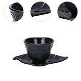 Maxbell Cast Iron Teacup Coaster Set Delicate Teacup Creative Teaware Tea Cup with Saucer Leaf coaster