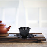 Maxbell Cast Iron Teacup Coaster Set Delicate Teacup Creative Teaware Tea Cup with Saucer Leaf coaster