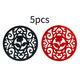 Maxbell 5 Pieces Silicone Trivet Mat Cup Coaster for Countertop Kitchen Dining Table black