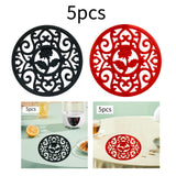 Maxbell 5 Pieces Silicone Trivet Mat Cup Coaster for Countertop Kitchen Dining Table black