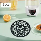Maxbell 5 Pieces Silicone Trivet Mat Cup Coaster for Countertop Kitchen Dining Table black