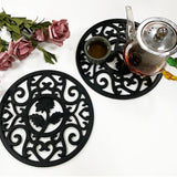 Maxbell 5 Pieces Silicone Trivet Mat Cup Coaster for Countertop Kitchen Dining Table black