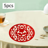 Maxbell 5 Pieces Silicone Trivet Mat Cup Coaster for Countertop Kitchen Dining Table red