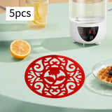 Maxbell 5 Pieces Silicone Trivet Mat Cup Coaster for Countertop Kitchen Dining Table red