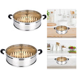 Maxbell Stainless Steel Bamboo Steamer Steaming Rack Dumpling Steamer for Steam Buns 20cmx10cm