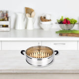 Maxbell Stainless Steel Bamboo Steamer Steaming Rack Dumpling Steamer for Steam Buns 20cmx10cm