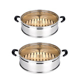 Maxbell Stainless Steel Bamboo Steamer Steaming Rack Dumpling Steamer for Steam Buns 20cmx10cm