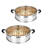 Maxbell Stainless Steel Bamboo Steamer Steaming Rack Dumpling Steamer for Steam Buns 20cmx10cm