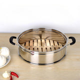 Maxbell Stainless Steel Bamboo Steamer Steaming Rack Dumpling Steamer for Steam Buns 22cmx10cm