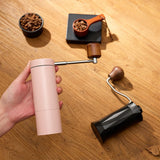 Maxbell Manual Coffee Grinder CNC Stainless Steel Burr Hand Mill for Espresso Office Pink