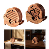 Maxbell Fish Shape Wooden Coasters Set Craft for Table Centerpiece Party Kitchen Light Brown