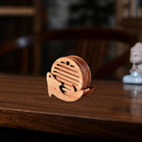 Maxbell Fish Shape Wooden Coasters Set Craft for Table Centerpiece Party Kitchen Light Brown