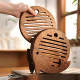 Maxbell Fish Shape Wooden Coasters Set Craft for Table Centerpiece Party Kitchen Light Brown