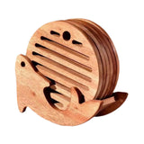 Maxbell Fish Shape Wooden Coasters Set Craft for Table Centerpiece Party Kitchen Light Brown