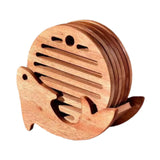 Maxbell Fish Shape Wooden Coasters Set Craft for Table Centerpiece Party Kitchen Light Brown