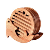Maxbell Fish Shape Wooden Coasters Set Craft for Table Centerpiece Party Kitchen Light Brown