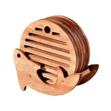 Maxbell Fish Shape Wooden Coasters Set Craft for Table Centerpiece Party Kitchen Light Brown