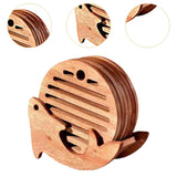 Maxbell Fish Shape Wooden Coasters Set Craft for Table Centerpiece Party Kitchen Light Brown