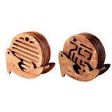 Maxbell Fish Shape Wooden Coasters Set Craft for Table Centerpiece Party Kitchen Light Brown