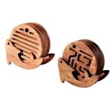 Maxbell Fish Shape Wooden Coasters Set Craft for Table Centerpiece Party Kitchen Light Brown