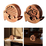 Maxbell Fish Shape Wooden Coasters Set Craft for Table Centerpiece Party Kitchen Light Brown