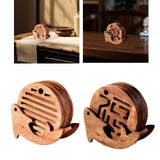 Maxbell Fish Shape Wooden Coasters Set Craft for Table Centerpiece Party Kitchen Light Brown