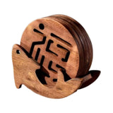 Maxbell Fish Shape Wooden Coasters Set Craft for Table Centerpiece Party Kitchen Dark Brown
