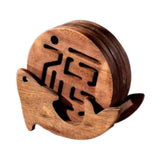 Maxbell Fish Shape Wooden Coasters Set Craft for Table Centerpiece Party Kitchen Dark Brown