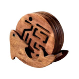 Maxbell Fish Shape Wooden Coasters Set Craft for Table Centerpiece Party Kitchen Dark Brown