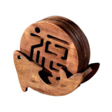 Maxbell Fish Shape Wooden Coasters Set Craft for Table Centerpiece Party Kitchen Dark Brown