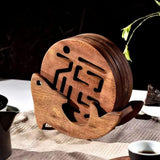 Maxbell Fish Shape Wooden Coasters Set Craft for Table Centerpiece Party Kitchen Dark Brown
