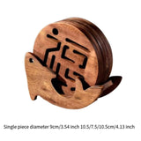 Maxbell Fish Shape Wooden Coasters Set Craft for Table Centerpiece Party Kitchen Dark Brown