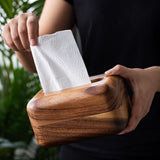 Maxbell Wood Tissue Box Cover Modern Tissue Dispenser for Office Desktop Living Room