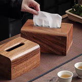 Maxbell Tissue Box Wooden Facial Paper Holder Rectangular for Office Countertop Desk 19x13x9cm