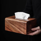 Maxbell Tissue Box Wooden Facial Paper Holder Rectangular for Office Countertop Desk 16x12x8.5cm