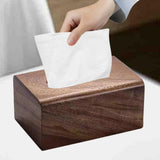 Maxbell Tissue Box Wooden Facial Paper Holder Rectangular for Office Countertop Desk 16x12x8.5cm