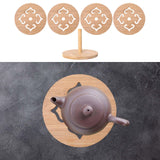 Maxbell Insulation Pad Cup Holder Kitchen Bamboo Mat for Fridge Countertop Tableware 4 pieces