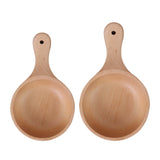 Maxbell Wooden Salad Bowl Round Sturdy with Handle Tableware for Home Kitchen Dining S