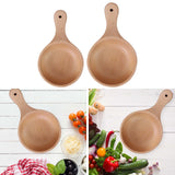 Maxbell Wooden Salad Bowl Round Sturdy with Handle Tableware for Home Kitchen Dining S