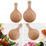 Maxbell Wooden Salad Bowl Round Sturdy with Handle Tableware for Home Kitchen Dining S