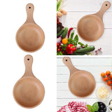 Maxbell Wooden Salad Bowl Round Sturdy with Handle Tableware for Home Kitchen Dining S