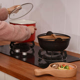 Maxbell Wooden Salad Bowl Round Sturdy with Handle Tableware for Home Kitchen Dining S