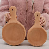 Maxbell Wooden Salad Bowl Round Sturdy with Handle Tableware for Home Kitchen Dining S